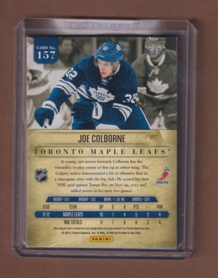 2011-12 Panini Prime Rookies Holosilver Patch Auto #157 Joe Colborne - 771 🔥🏒 - Image 2 of 2