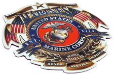 3D METAL United States Marines Decal Emblem Patriotic Car, Truck, Motorcycle
