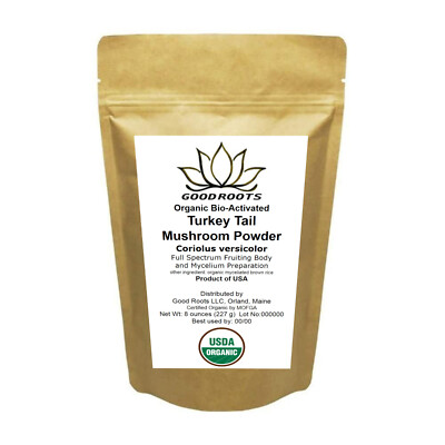 Turkey Tail Mushroom Powder Organic USA grown Bio-Active Full Spectrum 8 oz