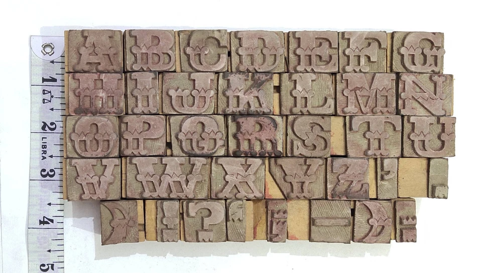 37 Letterpress wood/wooden Hand-carved Matrices for type English #WMT-050 - Image 3 of 4