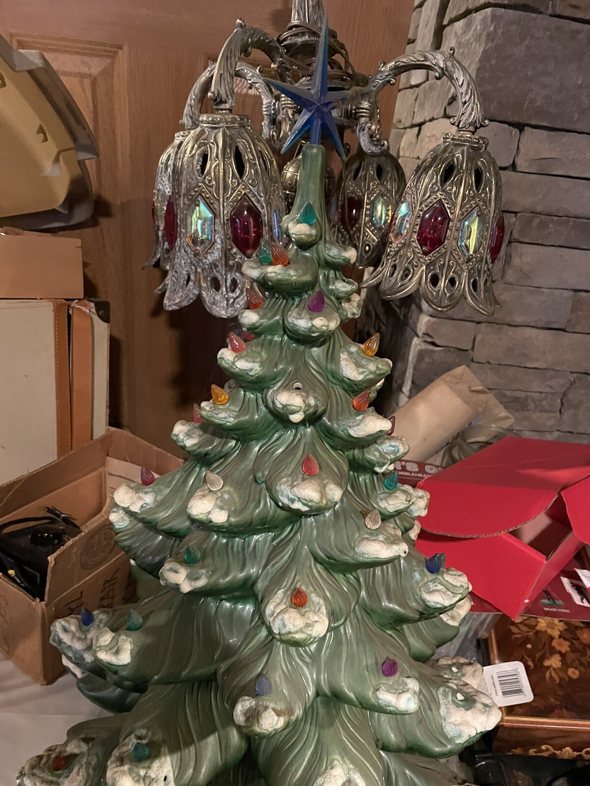 Vintage Atlantic Mold 26” Ceramic Lighted Flocked Christmas Tree 70s eBay