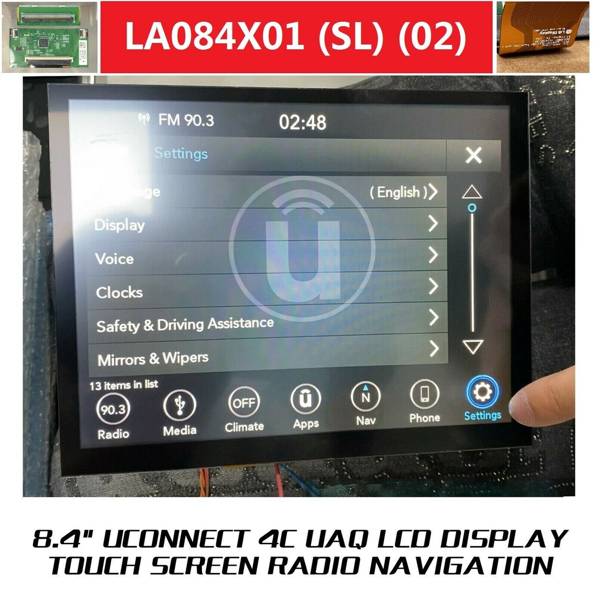 Pantalla LCD Táctil De 8.4 Pulgadas Para Uconnect 4C UAQ - Compatible Con Modelos 2017-2022, Marca LG