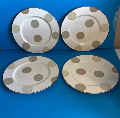 Mocha Java By Noritake Ambience Set of 4 Dinner Plate Tan Beige Dots 11''