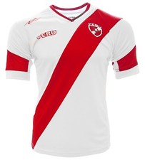 PERU  New Arza Soccer Jersey White/Red Slim Fit 100% Polyester