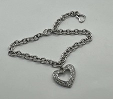 Swarovski Authentic Silver Tone Heart Charm L...