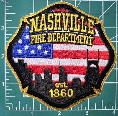 Nashville Fire Department Patch   American Flag & Skyline  est. 1860 