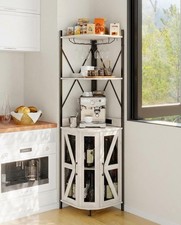 72in Corner Wine Cabinet with Power Outlet 12 Color LED Strip Glass