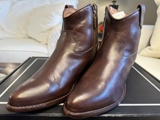 Lucchese Women's Handmade Chocolate Florence Baby Buffalo Side Zipper Ankle 10B