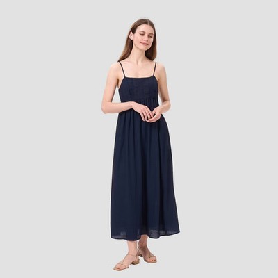 Women Romantic Lace Bodice Maxi Dress - Universal Thread Navy Blue L