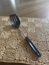 Vintage EKCO “LIKE” USA Slotted Serving Spoon Nylon Head Plastic Handle Black