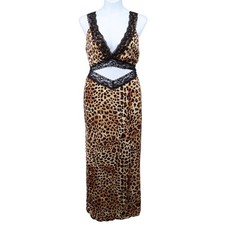 PrettyLittleThing Plus Leopard Satin Lace Cut Out Maxi Dress US 16 NWT