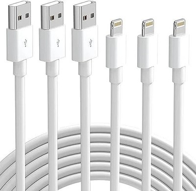 3 Pack 6Ft USB Fast Charging Cable Data Sync Transfer Compatible with iPhone