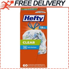 Hefty Clear Trash Bags, Clear, 13 Gallon, 60 Count