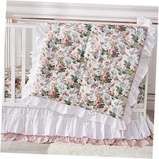 French Country Garden Floral Crib Bedding Sets for Girls Baby 3-piece Pink