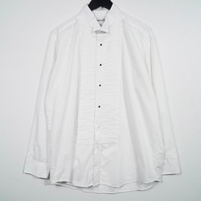 Wing Collar Tuxedo Shirt White Pleated Bib Formal L Wedding