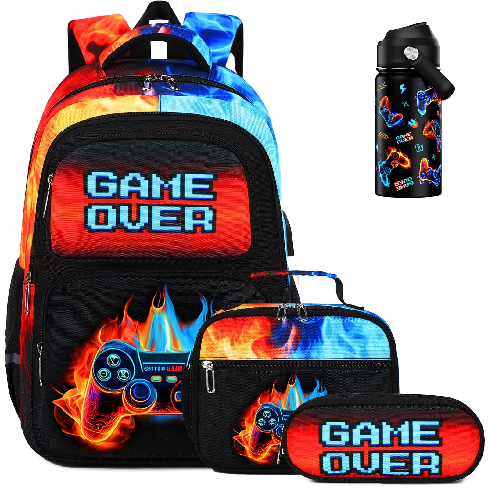 Backpack for Boys with 14oz Insulated Bottle, School Bags fo