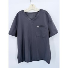 FIGS Leon Scrub Top Mens XL Charcoal Gray V-Neck One-Pocket Technical