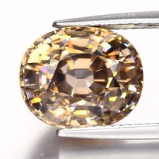 8.05ct 11.2x9.3mm VVS Oval Natural Champagne Zircon - Unheated, Tanzania Gem