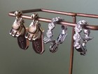 Vintage Monet Earrings Lot of 2-Silvertone Hoops w/ Crystals & Gold Tone C — photo 6