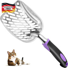Katzenstreu-Schaufel Metall mit ergonomischem Griff, große Kotaufnahme, robust