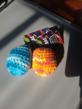 2 Pack Crochet Hacky Sack Footbag New With Tags Blue Orange Retro Colors