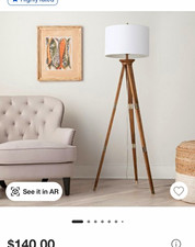 Wood Tripod Floor Lamp with Drum Shade