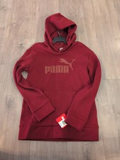 Puma Boys Pullover Hoodie Red Long Sleeve Pockets L, NWT