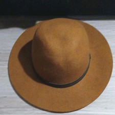 Ecote/ Wide Brim Fedora Hat/ Brown Wool Felt/ Buckle Band/ Women's/ Size M