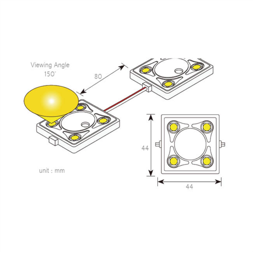 Samsung LED Modul 12V 4x5630 SMD 150° IP68 | 2,16 Watt 11000 K Tageslichtweiß - Afbeelding 2 van 3