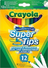 Image of CRAYOLA SuperTips Washable Markers - Assorted Colours (Pack of 12) Premium Felt