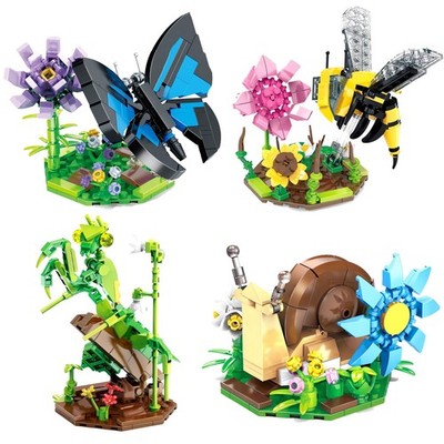 Ideas Insect Collection Toy Building Sets, 4 Butterfly Mantis Bee Snail with ...
