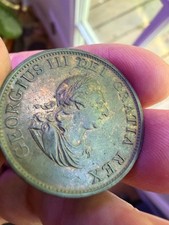 1799 George III Soho Halfpenny AU / Gripped Edge Sharp Ship Original Flashing