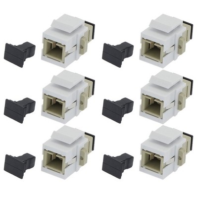 6 Pcs SC UPC Fiber Optic Simplex Multi Mode Keystone Jack Coupler Snap In Ivory