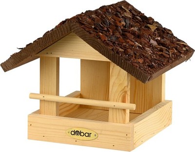 dobar 38120FSCe klassisches Vogelfutterhaus Rindendach - Vogelhaus aus