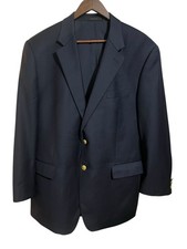 Lauren Ralph Lauren 44R Navy Gold Button 100 Wool Blazer Jacket Sport Coat