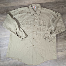 Dickies Canvas Work Shirt Mens 17-17.5 35 Khaki Long Sleeve Button Up Made USA M