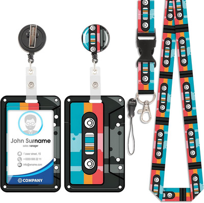 ID Badge Holder mit Lanyard, Kunststoffkoffer mit Abnehmbare Schnur, Sliding Aus