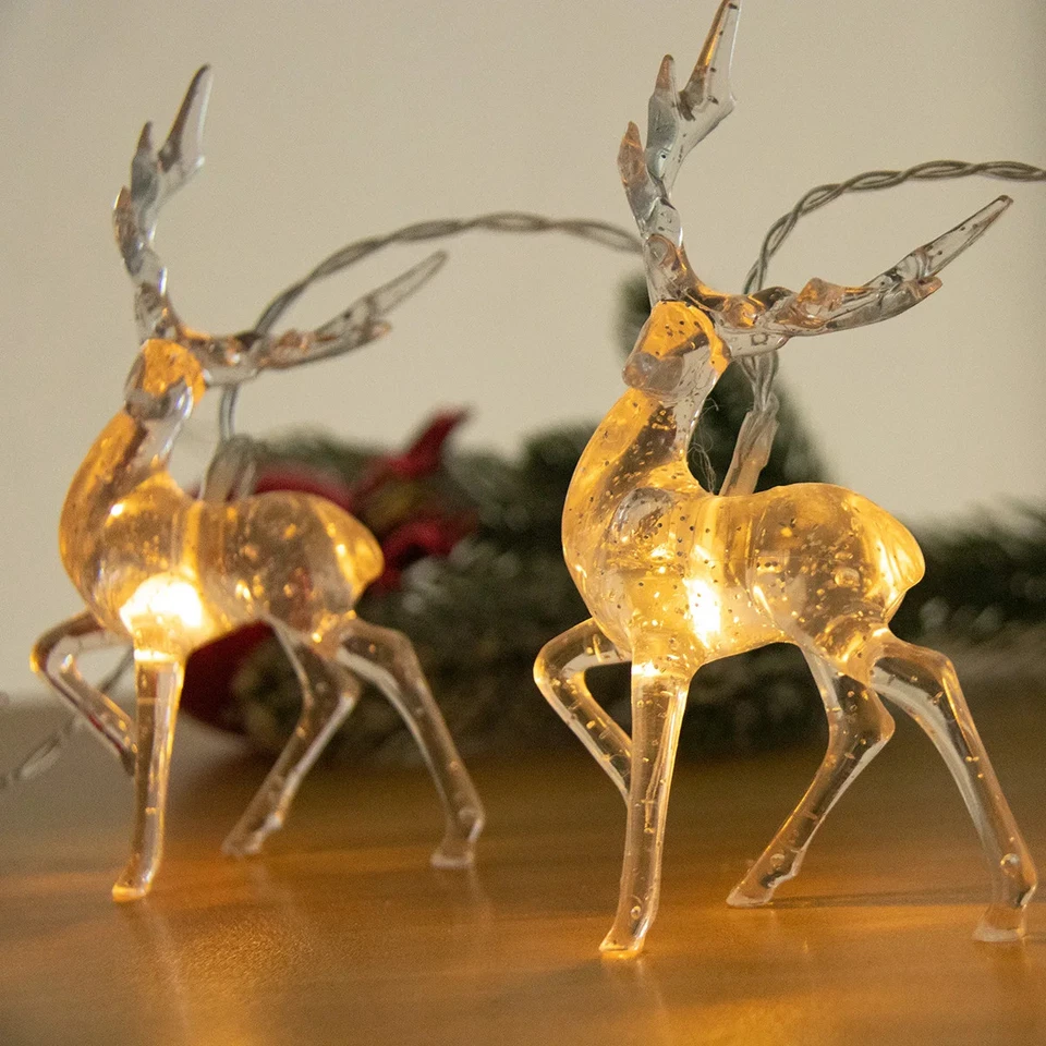 New 1.5/3m 3D Christmas Festive Reindeer Shaped Battery Operated String Lights - Image 2 of 4