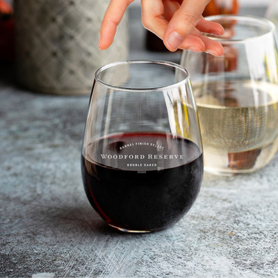 Custom Engraved Woodford Reserved Double Oak Whiskey Glass   15 oz Stemless
