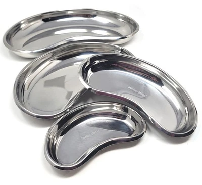 HTI 4 Pcs Stainless Steel Kidney Trays Dishes Small, Medium, Large, Extra Large New
