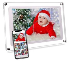10.1-Inch Wi-Fi Digital Picture Frame with Frameo App - Acrylic Frame Design.