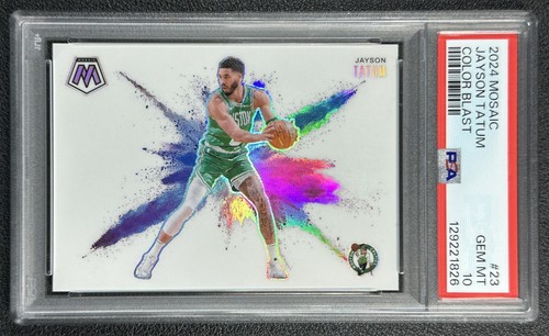 POP 7 JAYSON TATUM PSA 10 2024-25 PANINI MOSAIC #23 COLOR BLAST PRIZM SP CELTICS