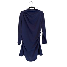 Mock Neck Dress Size 3XL Blue Ruched Drape Elegant Evening Party Cocktail Chic