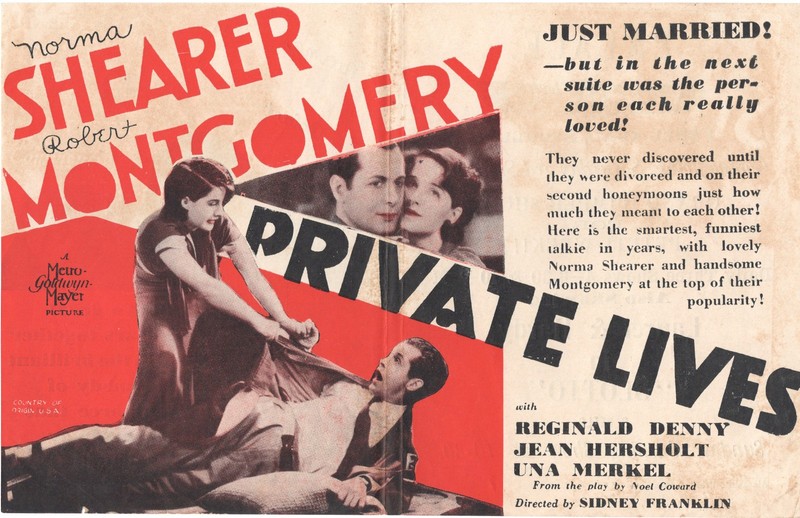 PRIVATE LIVES (1931) Norma Shearer Robert Montgomery ORIGINAL Movie Herald