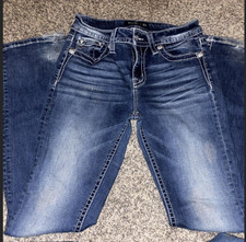 Miss Me Embellished Rhinestone Bootcut Stretch Blue Jeans 29x33 Midrise