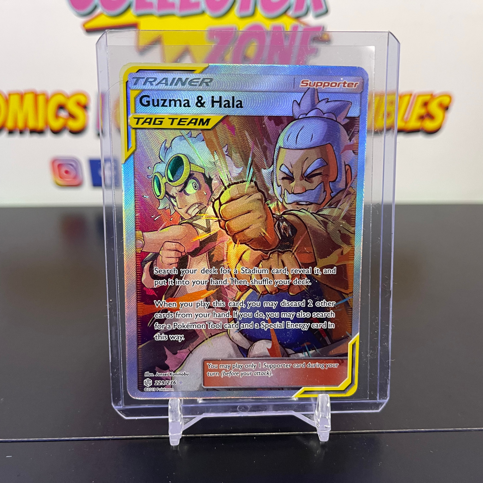 Guzma & Hala 229/236 Tag Team Pokemon Cosmic Eclipse - NM