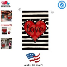 Love Heart Garden Flag 12x18 Inch Outside Double Sided, Valentines Day Annive...