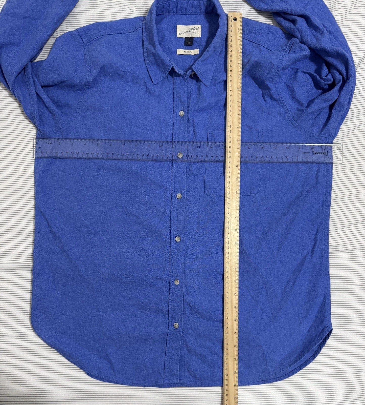 Universal Thread Blue Button Up Long Sleeve Shirt… - image 2