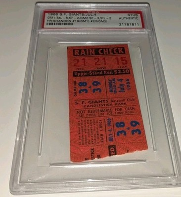 San Francisco Giants vs St. Louis Cardinals July 4 1966 Ticket