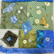 Slow Stitch Junk Journal Kit Craft Sewing Crochet Vintage Fabric Lace #15